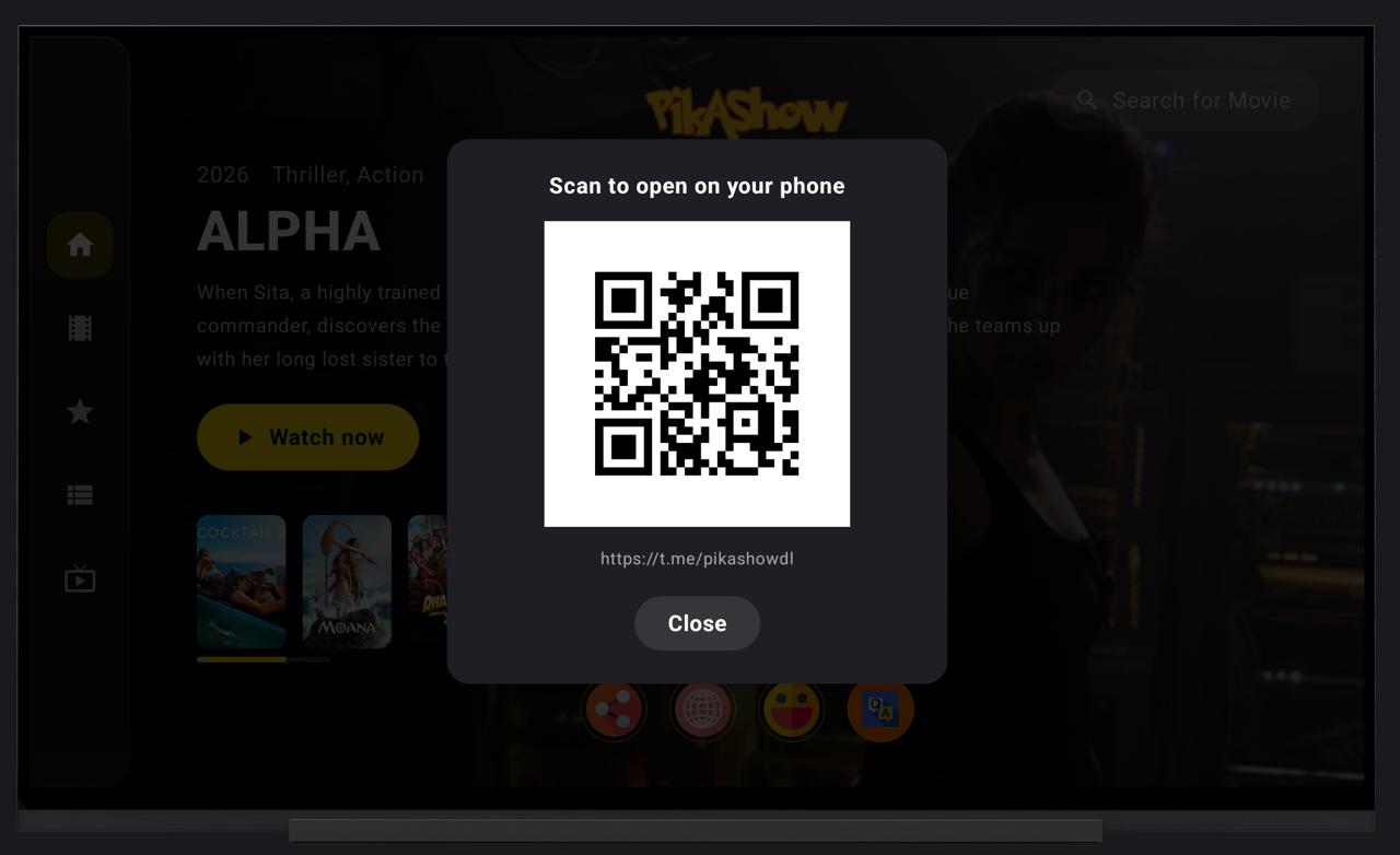Pikashow TV scan to open on phone